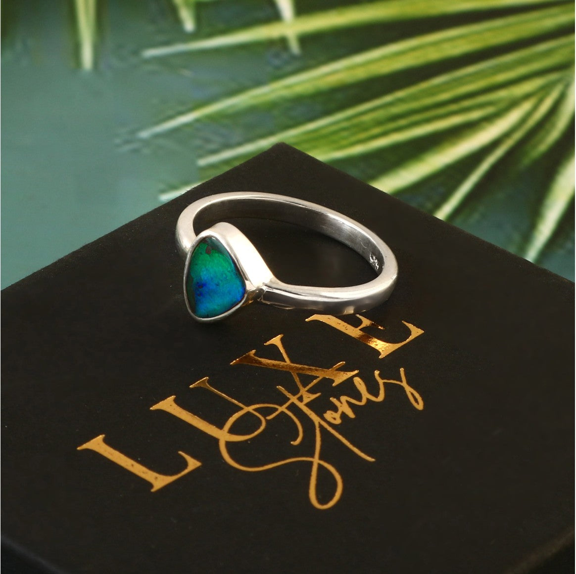 Australian Black Opal Ring