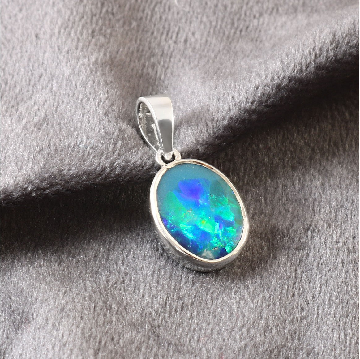 Beautiful Australian Opal Doublet Pendant in 925 Sterling Silver Australian Opal Jewelry