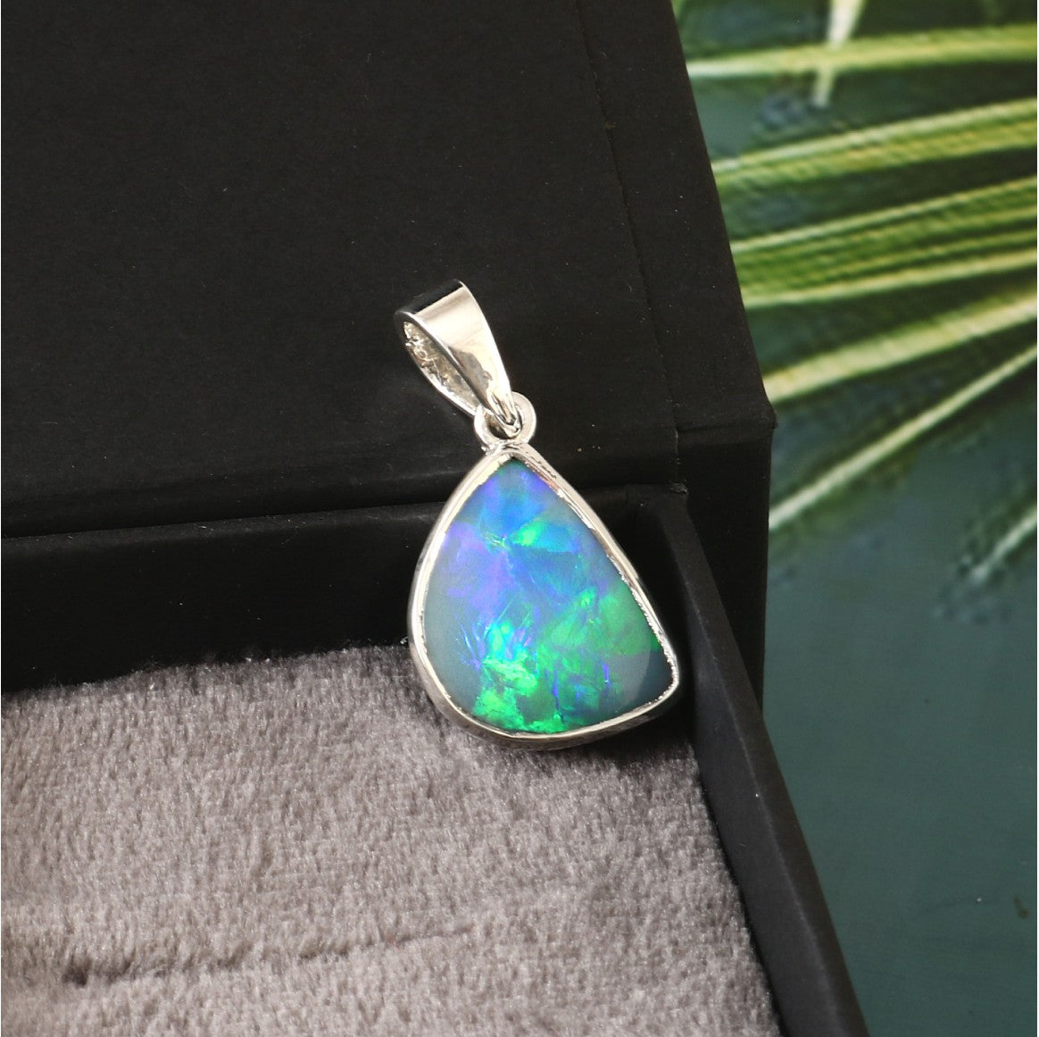 Natural Australian Opal Doublet Pendant in 925 Sterling Silver, Australian Opal Jewelry