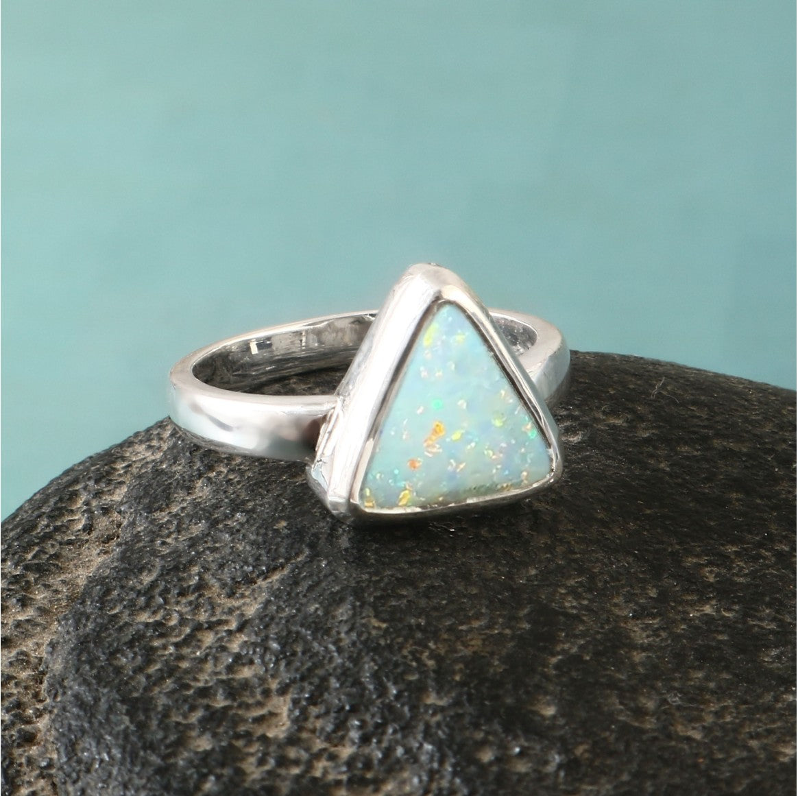 Australian Solid White Opal Ring