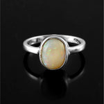 Natural Australian Solid White Opal Ring in 925 Sterling Silver