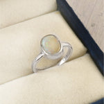 Natural Australian Solid White Opal Ring