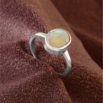 Natural Australian Solid White Opal Ring in 925 Sterling Silver US-7.5 #LXJ017