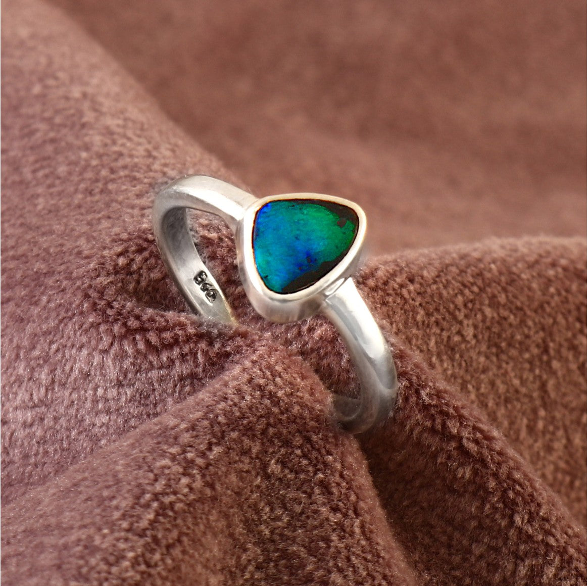 Buy Australian Black Opal Ring in Sterling Silver Online – Luxe Stones