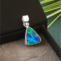 Australian Opal Doublet pendant in 925 Sterling Silver