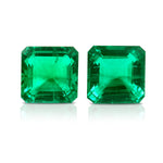 16.4 Ct Pair Lab Grown Colombian Emerald Hydrothermal Emerald Asscher Cut