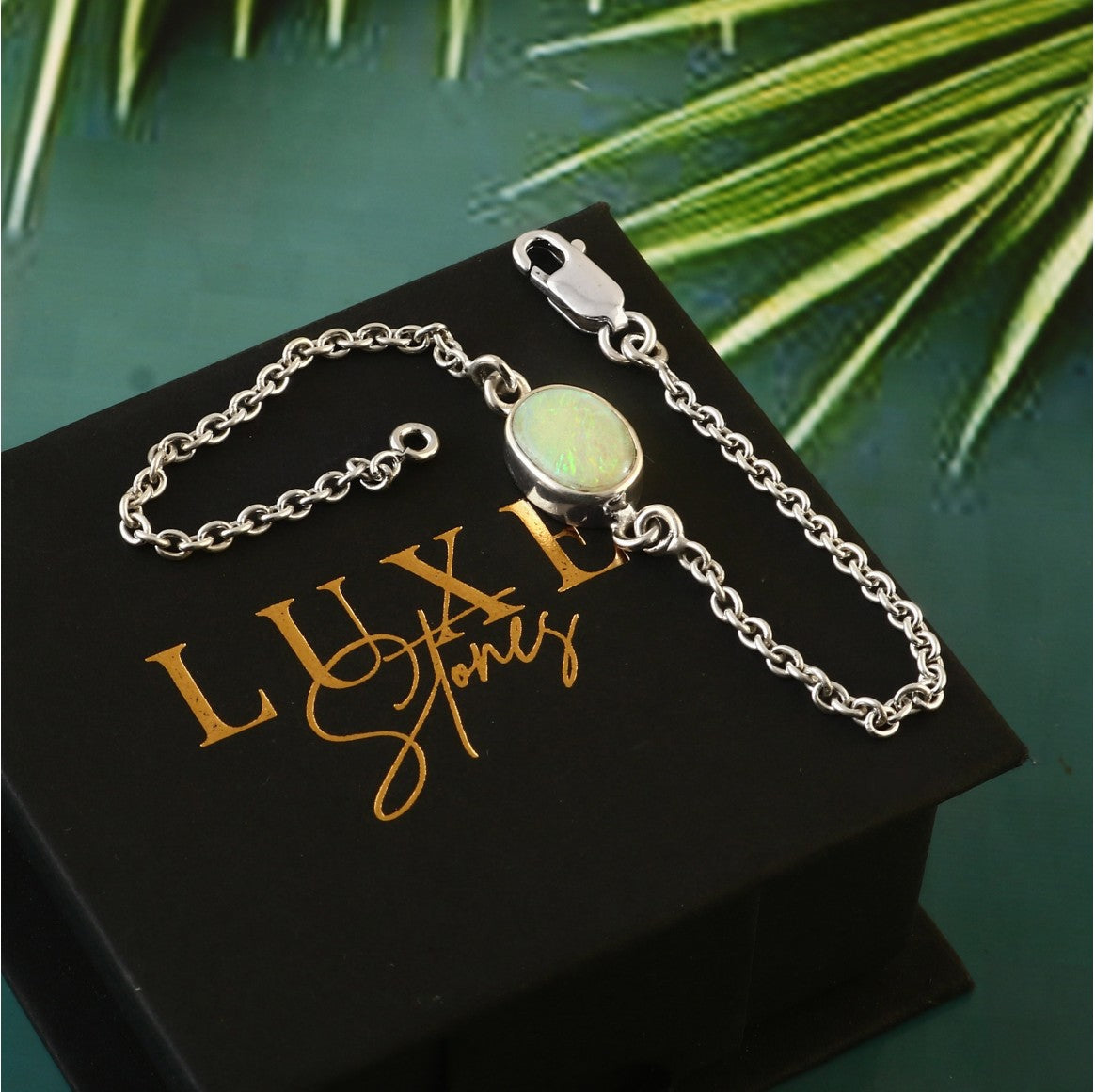 Australian Crystal Solid Opal Chain Bracelet