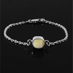 Natural Crystal Solid Opal Chain Bracelet in 925 Sterling Silver 
