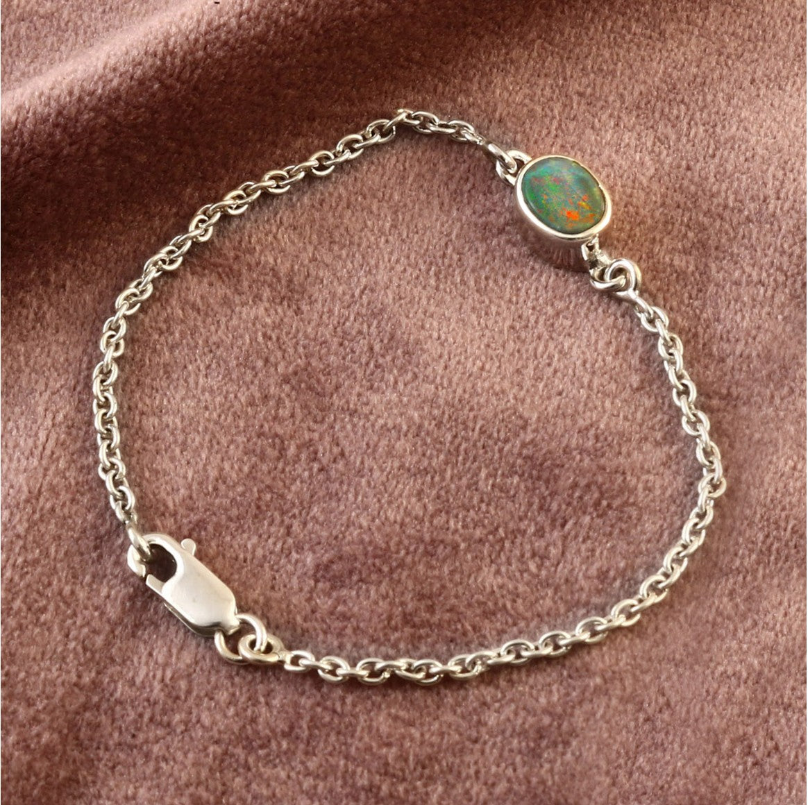 Australian Black Solid Opal Chain Bracelet
