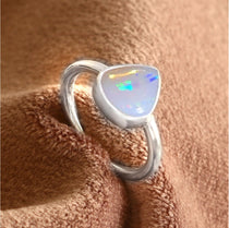 Australian Natural White Opal Ring in 925 Sterling Silver US-8