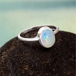 Australian Opal Doublet Ring in 925 Sterling Silver 