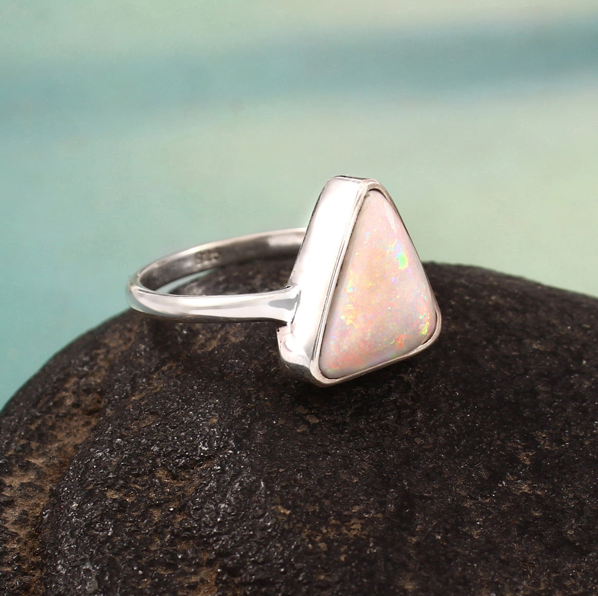Australian White Opal Ring