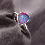Australian Opal Doublet Ring in 925 Sterling Silver US-6.75 #LXJ003