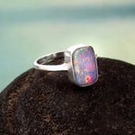 Australian Opal Doublet Ring in 925 Sterling Silver US-7.75 
