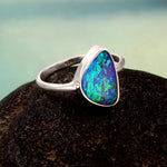 Australian Opal Doublet Ring in 925 Sterling Silver US-8.75 #LXJ005