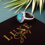 Australian Opal Doublet Ring in 925 Sterling Silver US-8.75 