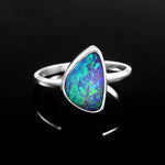 Australian Opal Doublet Ring in 925 Sterling Silver 