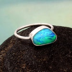 Australian Opal Doublet Ring in 925 Sterling Silver US-7.75 #LXJ007