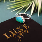 Australian Opal Doublet Ring in 925 Sterling Silver US-7.75