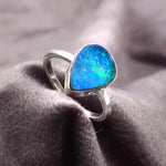 Australian Opal Doublet Ring in 925 Sterling Silver US-6.5